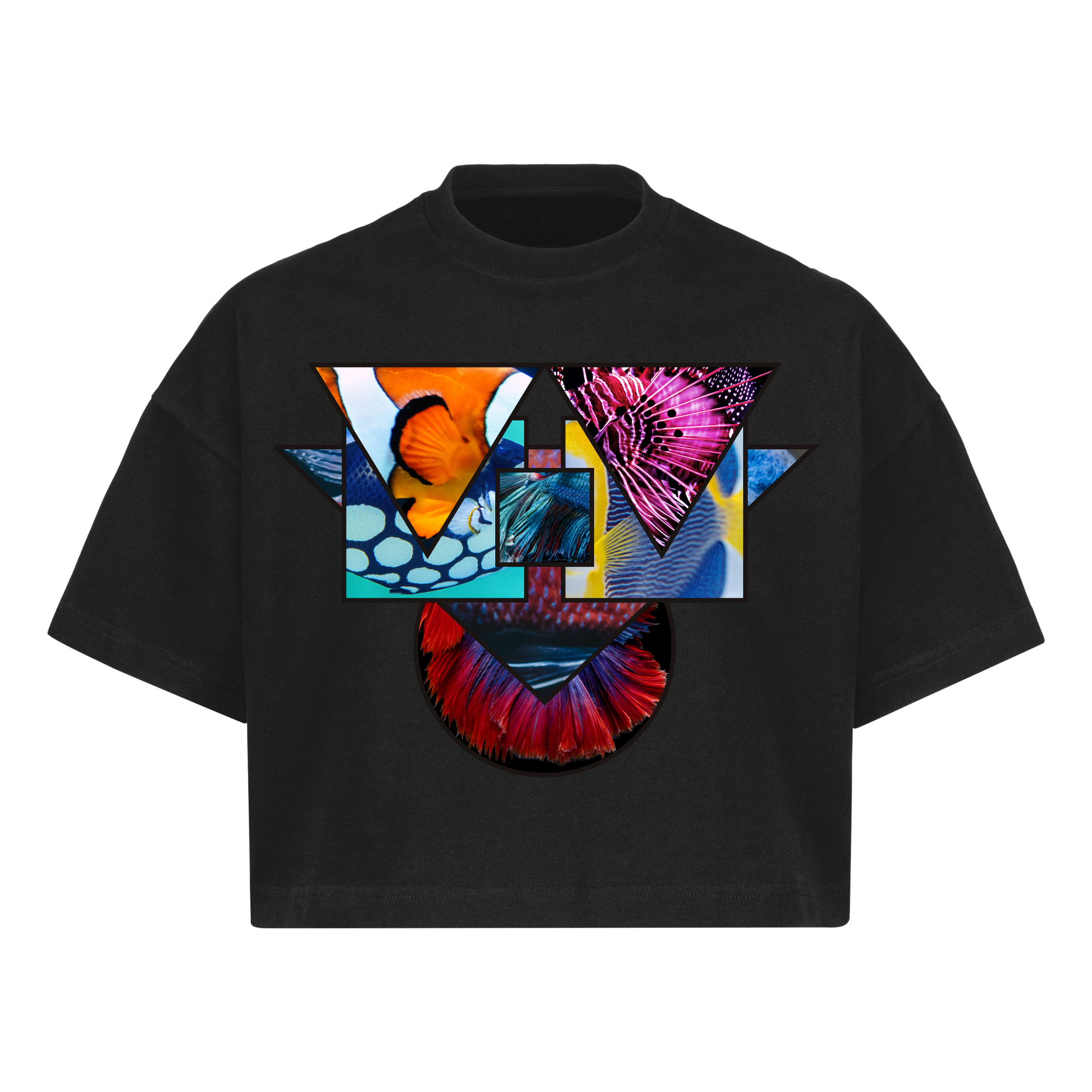 "Fish" Cropped Oversized Tee T-shirt