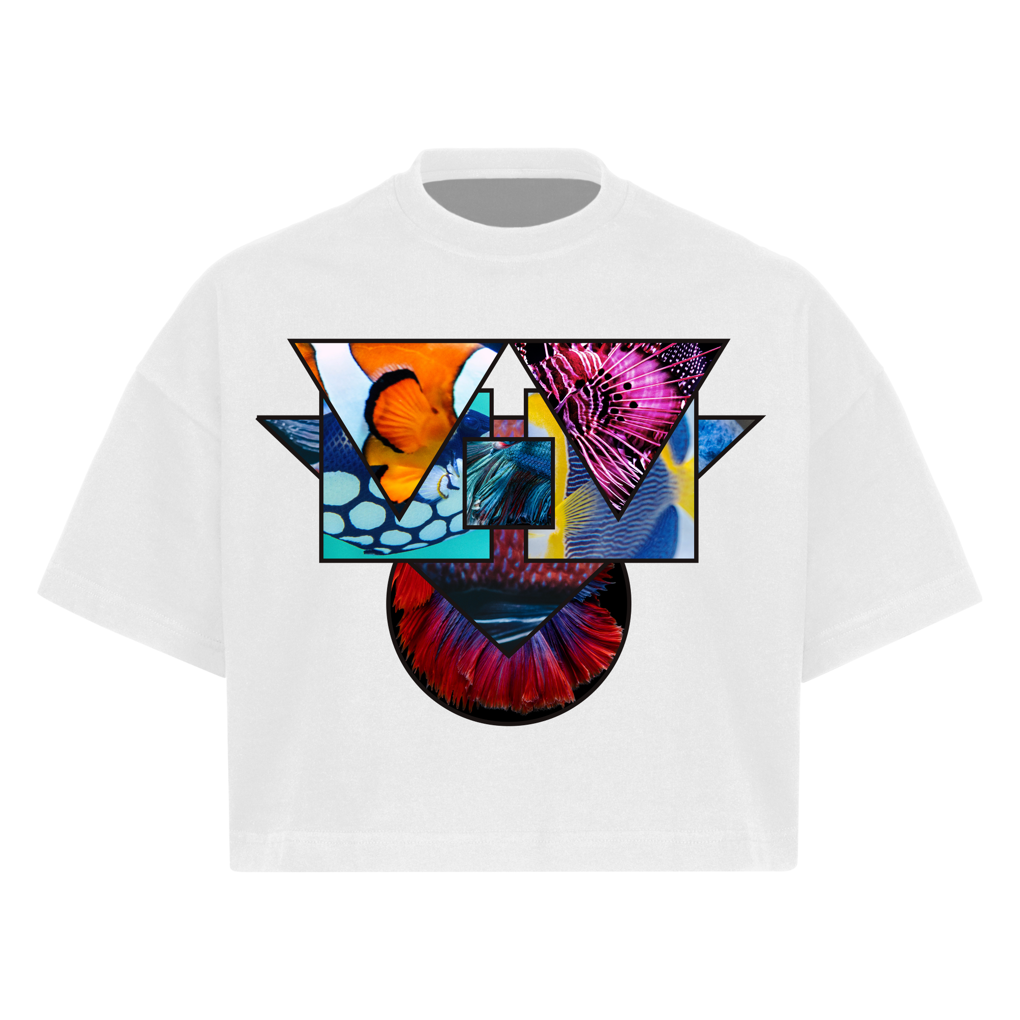 "Fish" Cropped Oversized Tee T-shirt