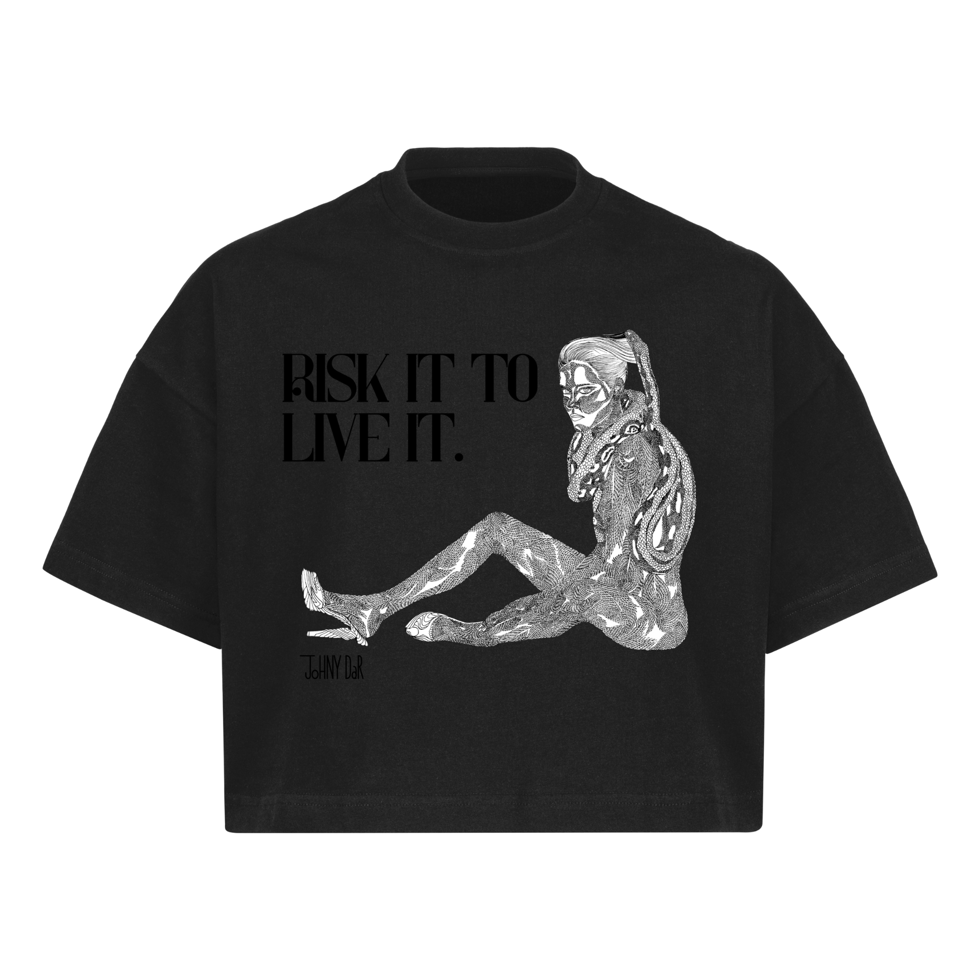 "Risk it to Live It" Cropped Oversized Tee T-shirt