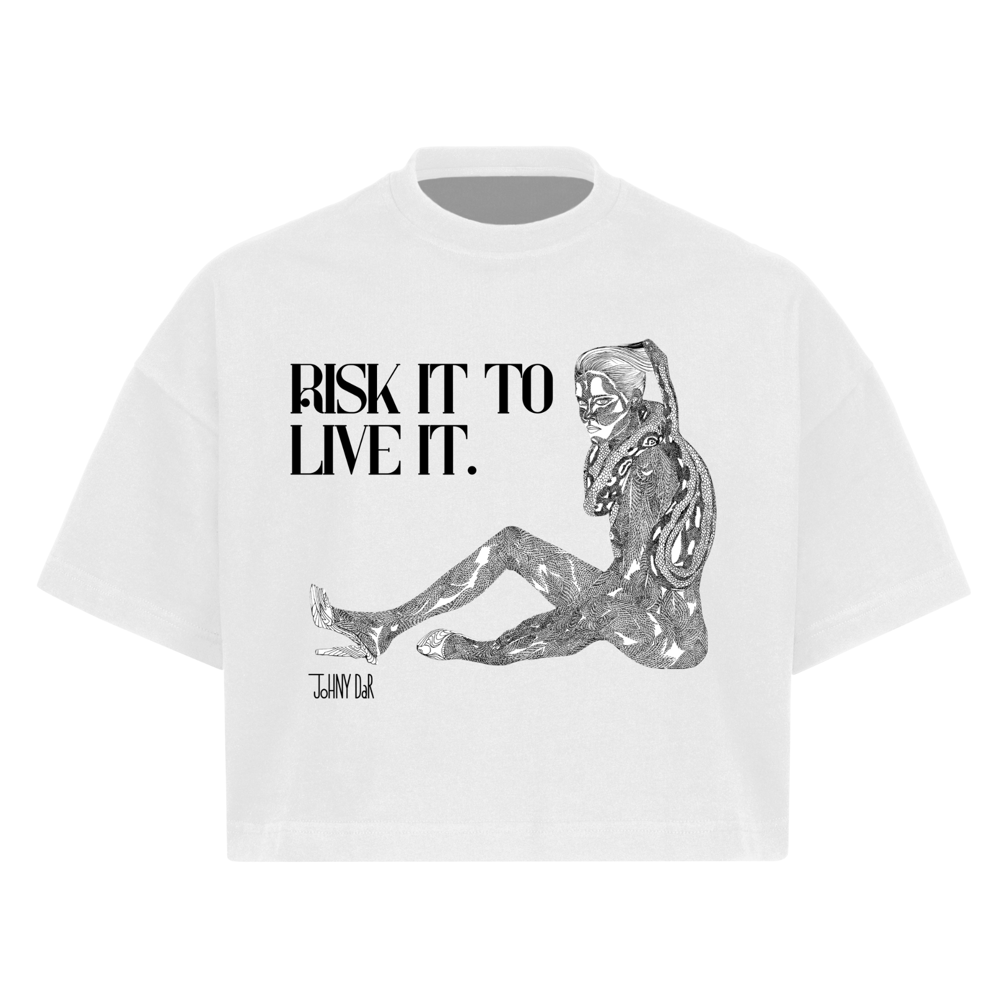 "Risk it to Live It" Cropped Oversized Tee T-shirt