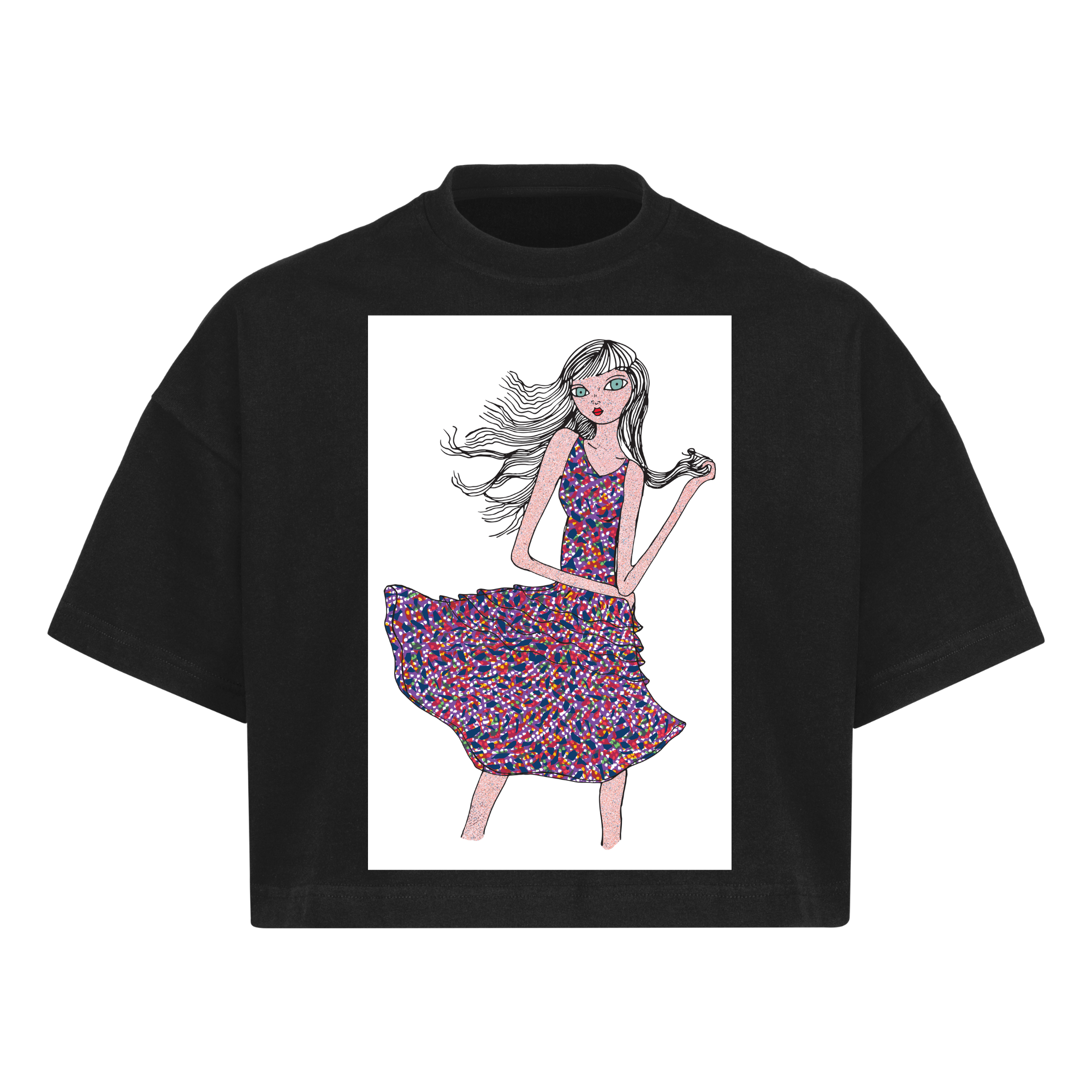 "Girl" Cropped Oversized Tee T-shirt