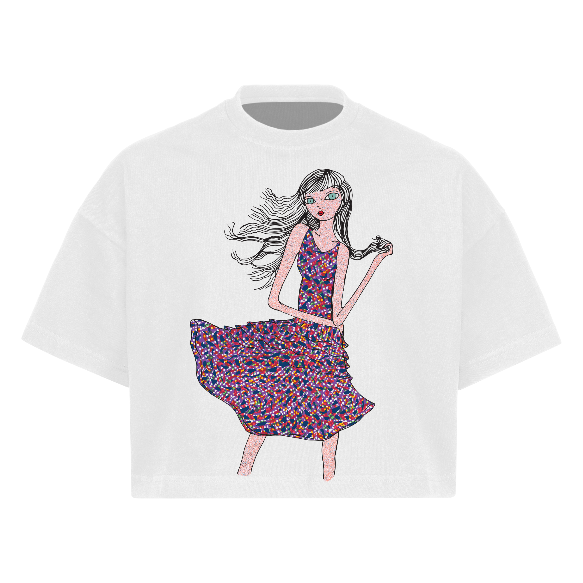 "Girl" Cropped Oversized Tee T-shirt